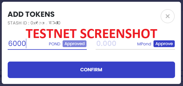 Add Tokens Approve Confirm