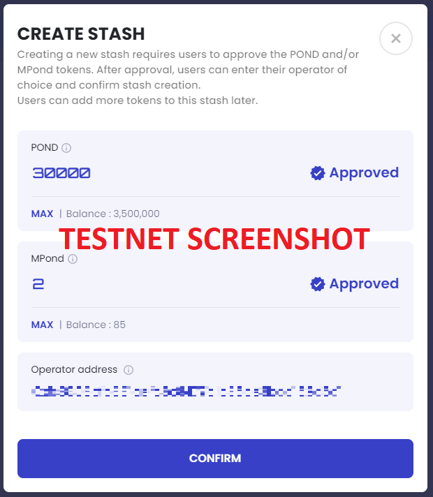 Create Stash - Approved + Confirm